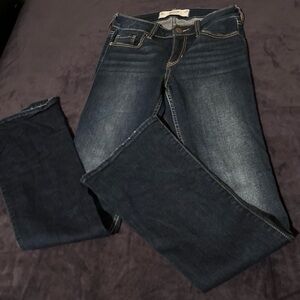Hollister Dark Blue Low Rise Boot Cut Jeans Stone wash Size W24 (00R)
